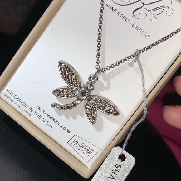 NEW ANNE KOPLIK Pink DRAGONFLY 16" NECKLACE SWAROVSKI CRYSTALS  *NIB - Picture 10 of 10